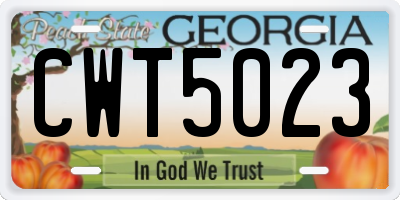 GA license plate CWT5023