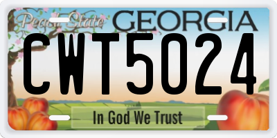 GA license plate CWT5024