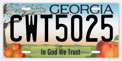 GA license plate CWT5025