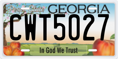GA license plate CWT5027