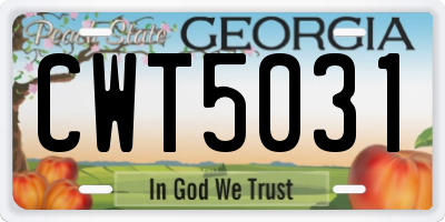 GA license plate CWT5031