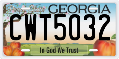 GA license plate CWT5032
