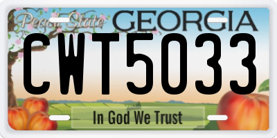 GA license plate CWT5033