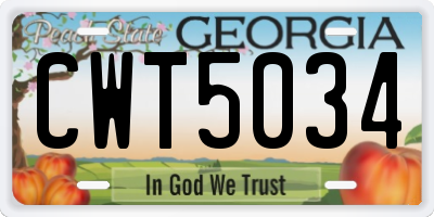 GA license plate CWT5034