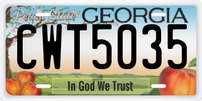 GA license plate CWT5035