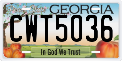 GA license plate CWT5036
