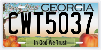 GA license plate CWT5037
