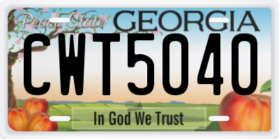GA license plate CWT5040