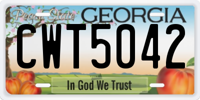 GA license plate CWT5042