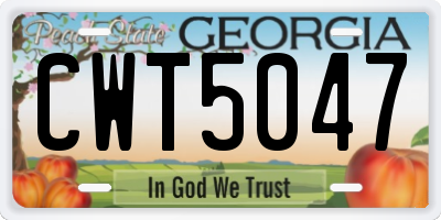 GA license plate CWT5047