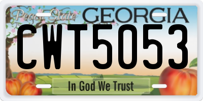 GA license plate CWT5053