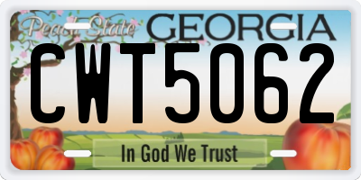 GA license plate CWT5062