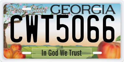 GA license plate CWT5066
