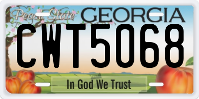GA license plate CWT5068