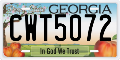 GA license plate CWT5072