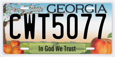 GA license plate CWT5077