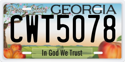 GA license plate CWT5078