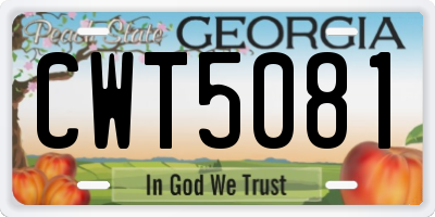 GA license plate CWT5081