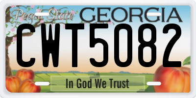 GA license plate CWT5082