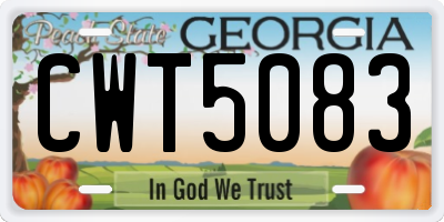 GA license plate CWT5083