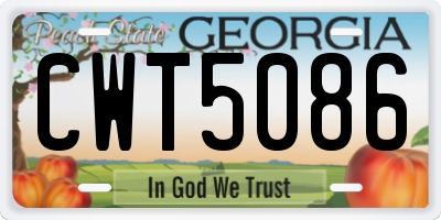 GA license plate CWT5086