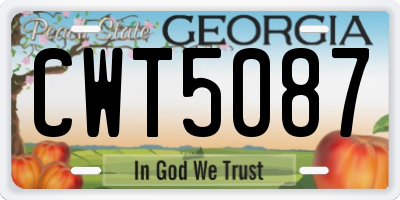 GA license plate CWT5087