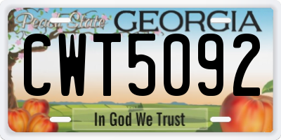 GA license plate CWT5092