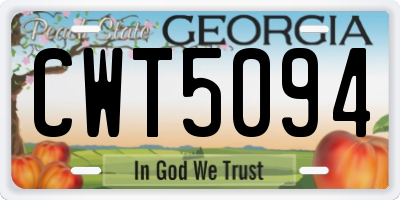 GA license plate CWT5094