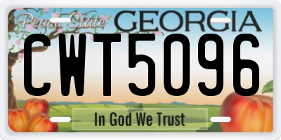 GA license plate CWT5096