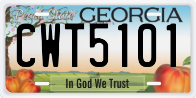GA license plate CWT5101