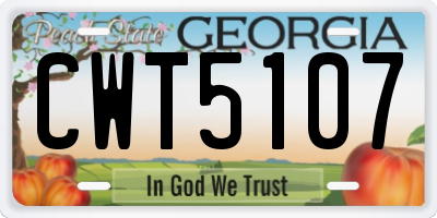 GA license plate CWT5107