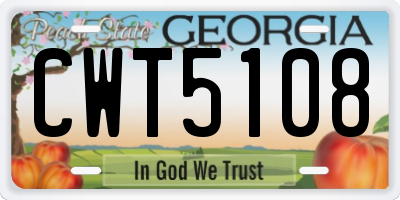 GA license plate CWT5108