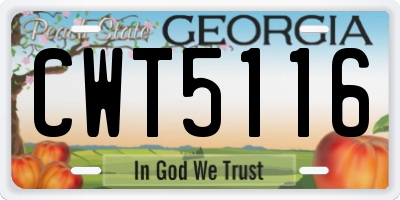 GA license plate CWT5116