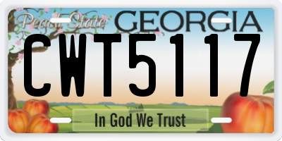 GA license plate CWT5117