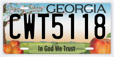 GA license plate CWT5118