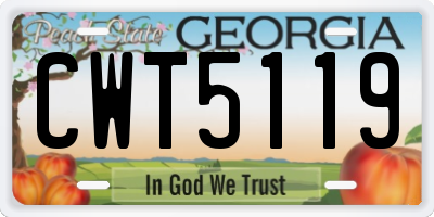 GA license plate CWT5119