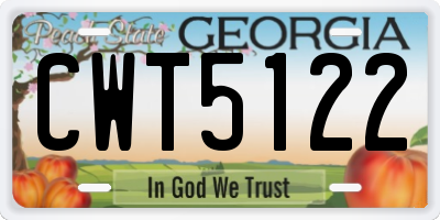 GA license plate CWT5122