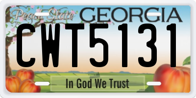 GA license plate CWT5131