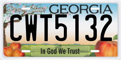GA license plate CWT5132