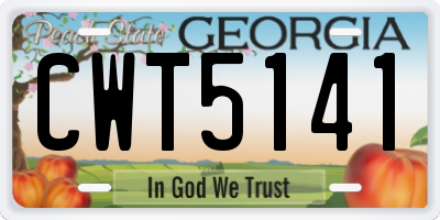 GA license plate CWT5141