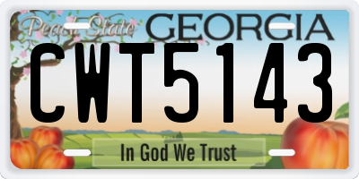 GA license plate CWT5143