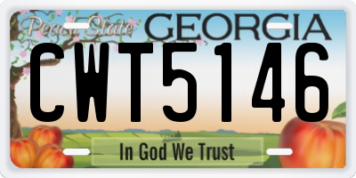 GA license plate CWT5146