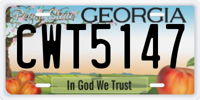 GA license plate CWT5147