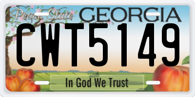 GA license plate CWT5149