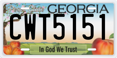 GA license plate CWT5151