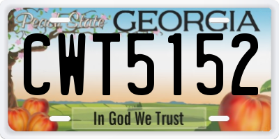 GA license plate CWT5152