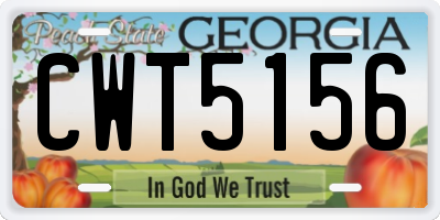 GA license plate CWT5156