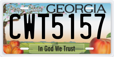 GA license plate CWT5157