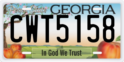 GA license plate CWT5158