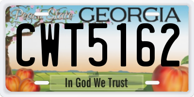 GA license plate CWT5162